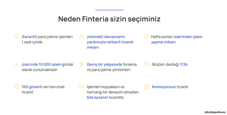 ikili opsiyon komisyoncusu Finteria'nın avantajları