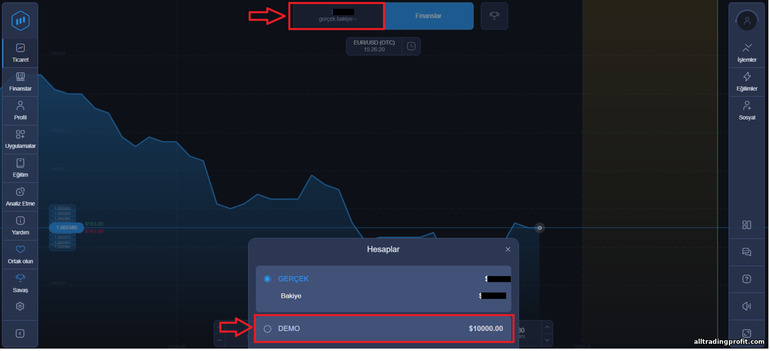 İkili opsiyon komisyoncusu ExpertOption'da işlem yapmak için demo hesabı