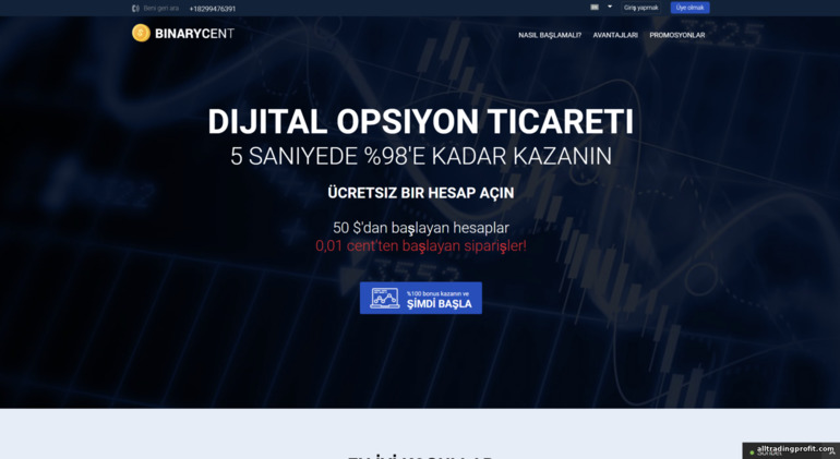 Broker Binarycent'teki ticaret koşulları