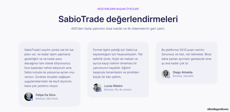 Pervane alım satım komisyoncusu SabioTrade'den yatırımcı yorumları