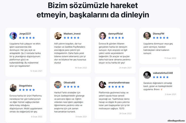 Broker Exnova'daki yatırımcılardan geri bildirimler