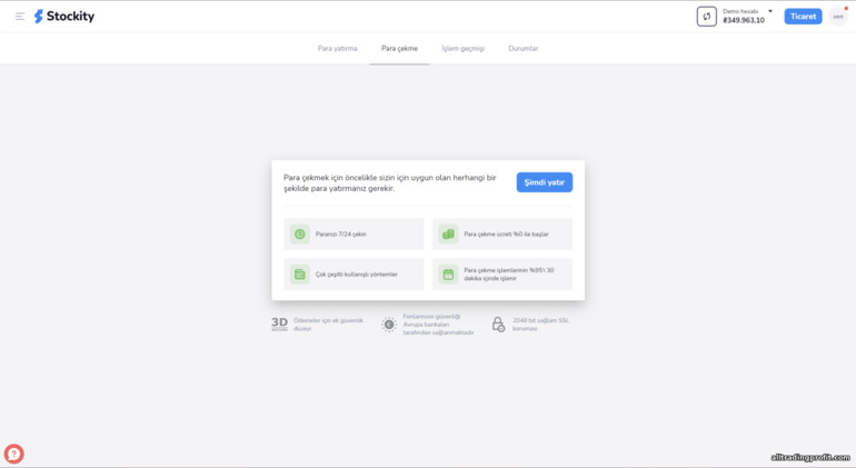Broker Stockity'den para çekilmesi