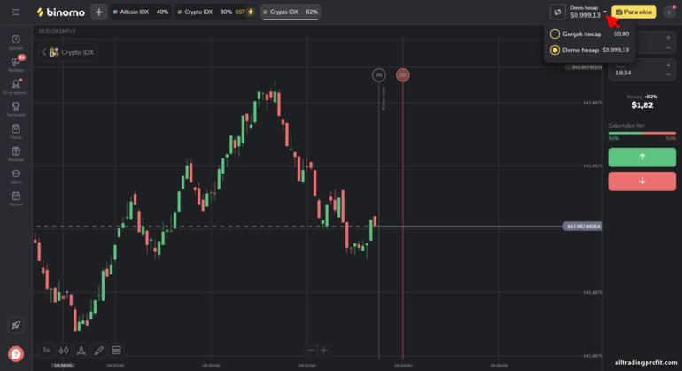 binomo komisyoncusunda demo hesap ile gerçek hesap arasında geçiş yapma