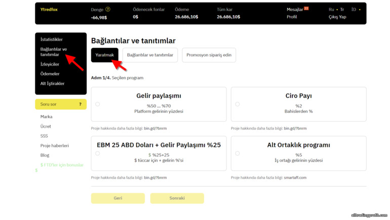 Binarium broker ortaklık programında bir yönlendirme bağlantısı oluşturma