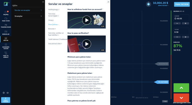 Broker Binarium'dan eğitim materyali
