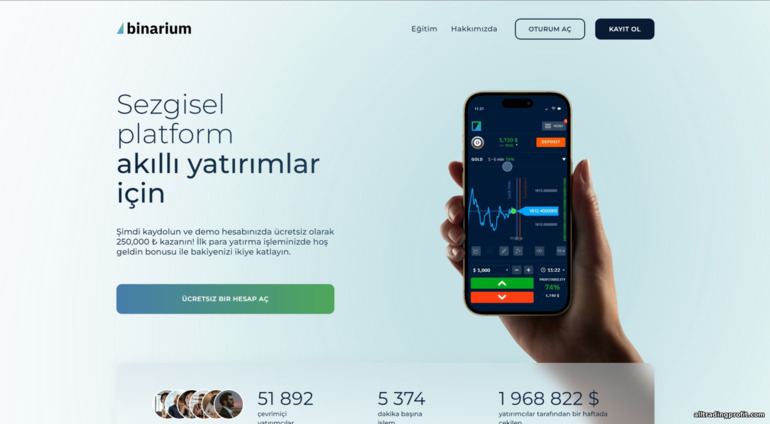 Broker Binarium'un resmi web sitesi