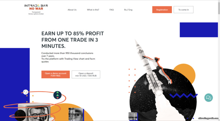 İkili opsiyon komisyoncusu Intrade Bar'ın resmi web sitesi