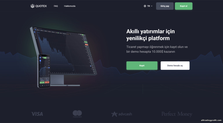 İkili opsiyon komisyoncusu Quotex'in resmi web sitesi