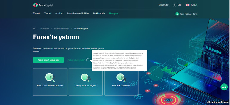 Forex komisyoncusu Grand Capital'in Kopya ticareti hizmetiyle kazançlar