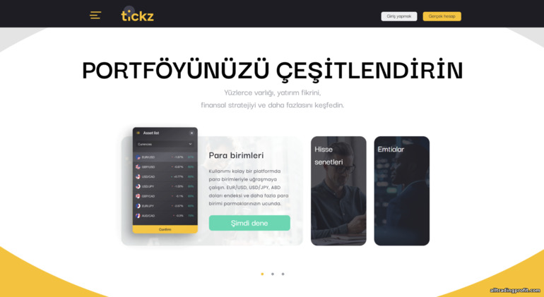 Tickz brokerında işlem yapmak için geniş bir varlık yelpazesi