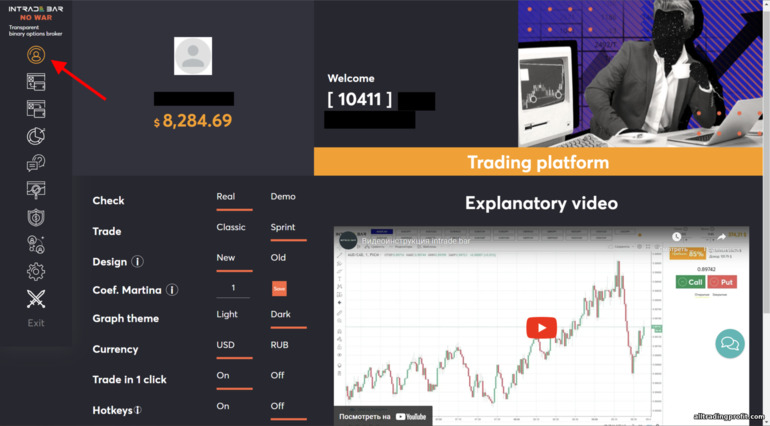 Intrade Bar komisyoncu hesap ayarları