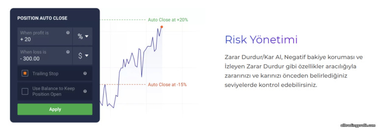 IQ Option komisyoncusunda kazanç ve kayıpların kontrolü