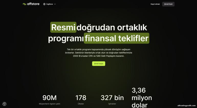 En iyi broker Affstore'un ortaklık programının resmi web sitesi