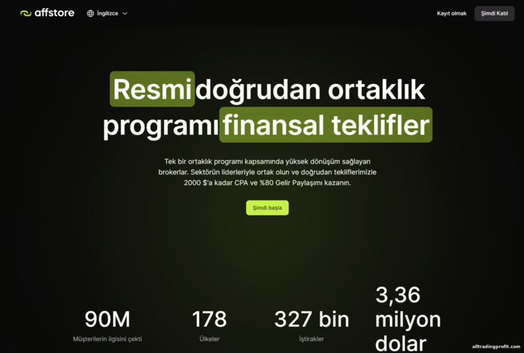 AffStore ortak programının resmi web sitesi