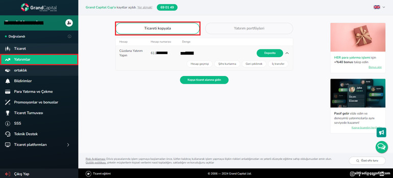 Forex komisyoncusu Grand Capital ile Kopya Ticaret hesabı nasıl açılır