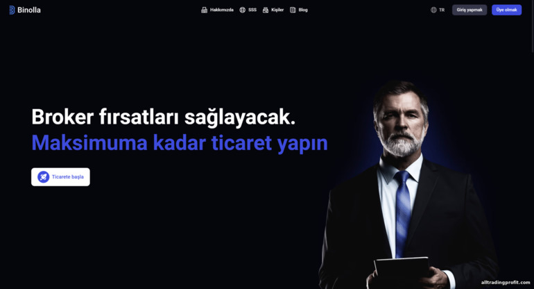 Broker Binolla'nın resmi web sitesi