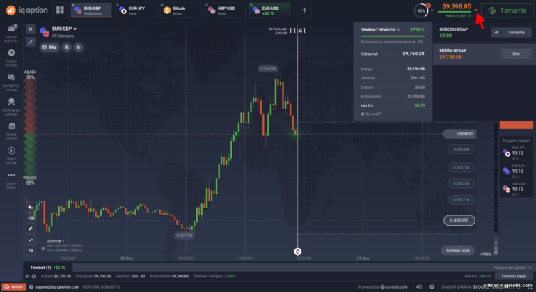 IQ Option komisyoncusu ile gerçek hesap ile demo hesap arasında geçiş yapma