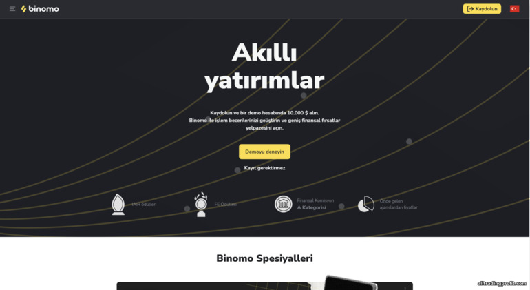 Broker Binomo'nun resmi web sitesi