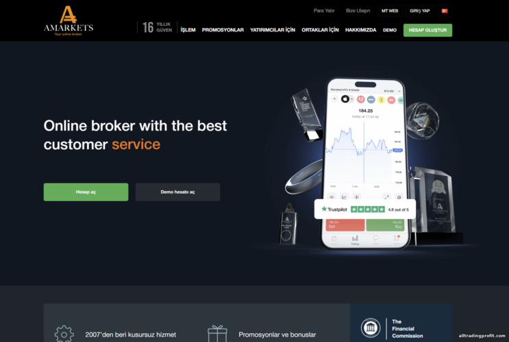 Broker AMarkets'in resmi web sitesi