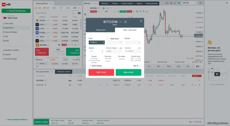 XTB emir giriş paneli