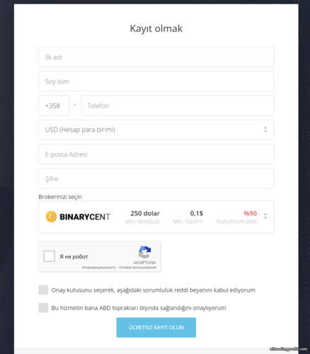 BinBot Pro Platformu için Kayıt Formu BinBot Pro Platformu için Kayıt Formu