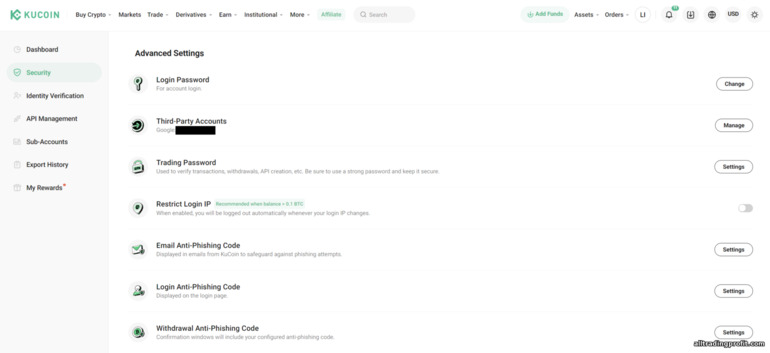 KuCoin Hesap Güvenlik Ayarları