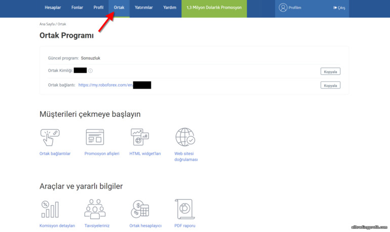 RoboForex Ortaklık Programı