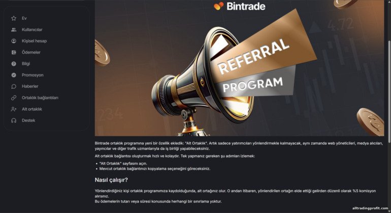 BinTrade alt ortaklık programı şartları BinTrade alt ortaklık programı şartları