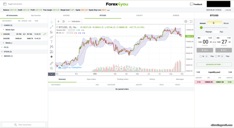 Forex4you WebTrader platformu