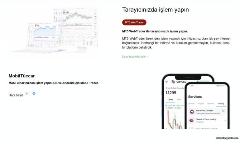 Instaforex mobil uygulama ve WebTrader Instaforex mobil uygulama ve WebTrader