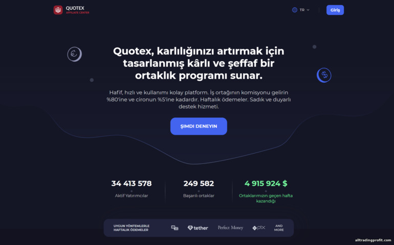 Quotex ortaklık programı resmi sitesi
