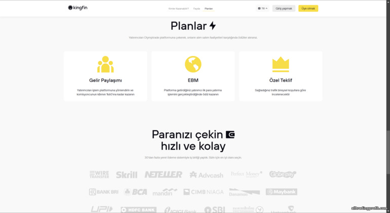 KingFin ile çalışma koşulları