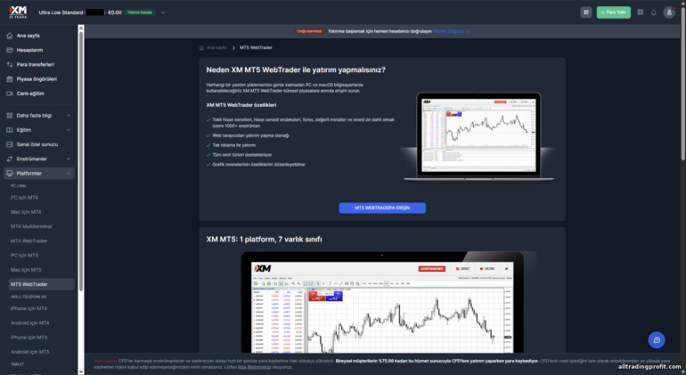 XM web platformunda işlem XM web platformunda işlem