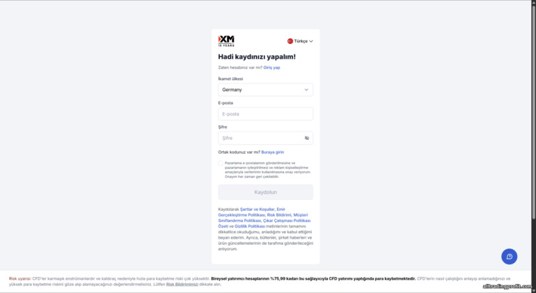 XM işlem hesabı kayıt formu XM işlem hesabı kayıt formu