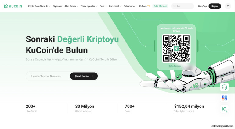KuCoin Borsasının Resmi Web Sitesi