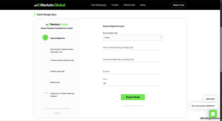 IC Markets işlem hesabı açılışı IC Markets işlem hesabı açılışı