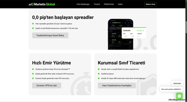 IC Markets işlem avantajları IC Markets işlem avantajları