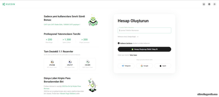 KuCoin Yeni Hesap Kayıt Formu