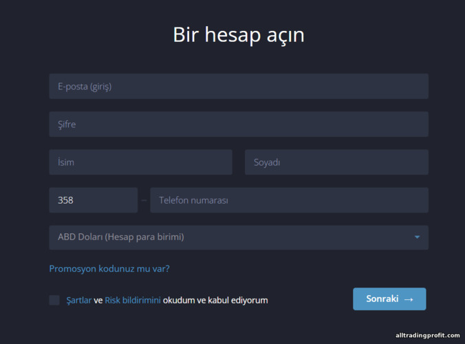 VideForex Hesap Kaydı