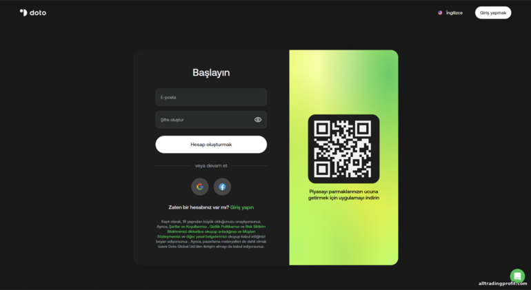 Doto hesap kayıt formu Doto hesap kayıt formu