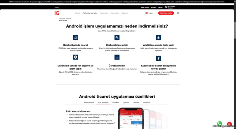 IG Markets mobil işlem uygulaması