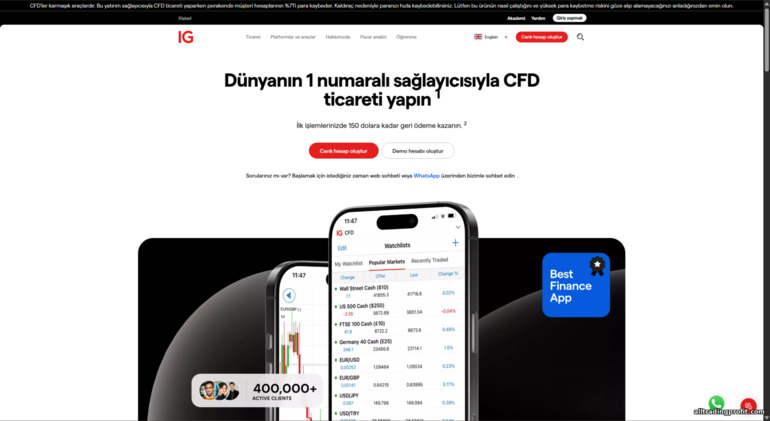 IG Markets resmi web sitesi