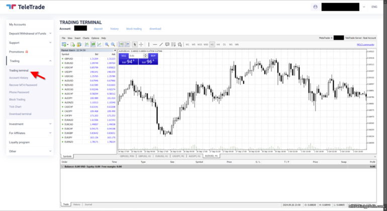 TeleTrade'in MT4 Ticaret Terminali TeleTrade'in MT4 Ticaret Terminali