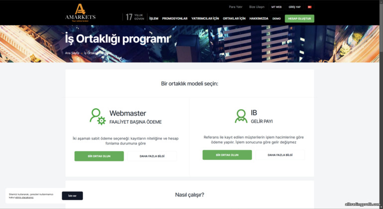 AMarkets broker ortaklık programı